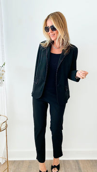 Rhinestone Trim Joan Blazer-160 Jackets-Joh Apparel-Coastal Bloom Boutique, find the trendiest versions of the popular styles and looks Located in Indialantic, FL