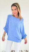 Soft Frills Italian Sweater- Periwinkle-140 Sweaters-Italianissimo-Coastal Bloom Boutique, find the trendiest versions of the popular styles and looks Located in Indialantic, FL