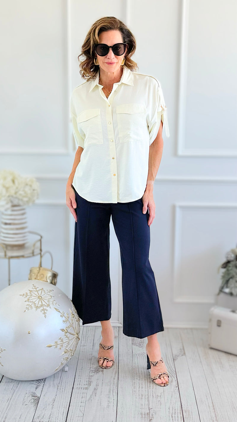 City Luxe Metal Trim Blouse-110 short Sleeve Top-spin usa-Coastal Bloom Boutique, find the trendiest versions of the popular styles and looks Located in Indialantic, FL