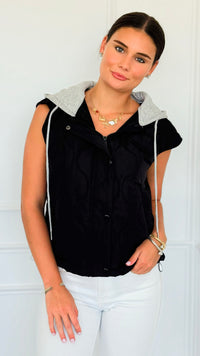Hood On Quilted Zip Vest-160 Jackets-Love Tree Fashion-Coastal Bloom Boutique, find the trendiest versions of the popular styles and looks Located in Indialantic, FL