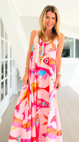 Tropical Fish Slip Italian Dress