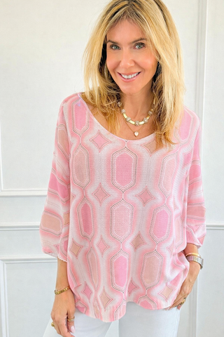Retro Luxe Geo V- Neck Italian Knit Sweater