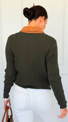 Cable Stitch Italian Button Cardigan- Olive-170 Bottoms-Italianissimo-Coastal Bloom Boutique, find the trendiest versions of the popular styles and looks Located in Indialantic, FL