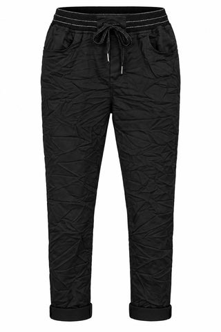 Metallic Stretch Waist Italian Jogger- Black