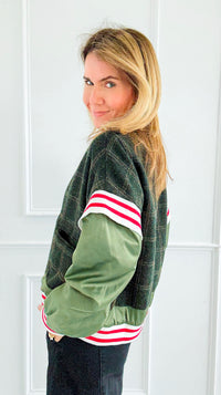 Varsity Remix Bomber Jacket-160 Jackets-Taelynn-Coastal Bloom Boutique, find the trendiest versions of the popular styles and looks Located in Indialantic, FL