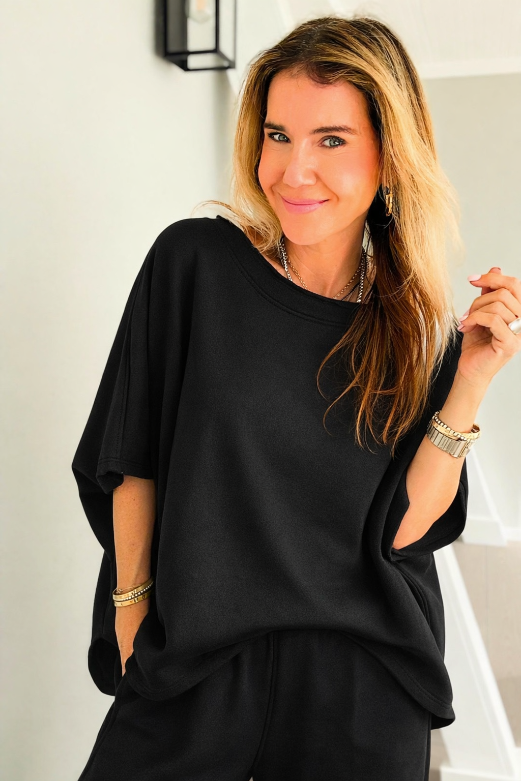 Eileen Relaxed Everyday Lounge Top - Black