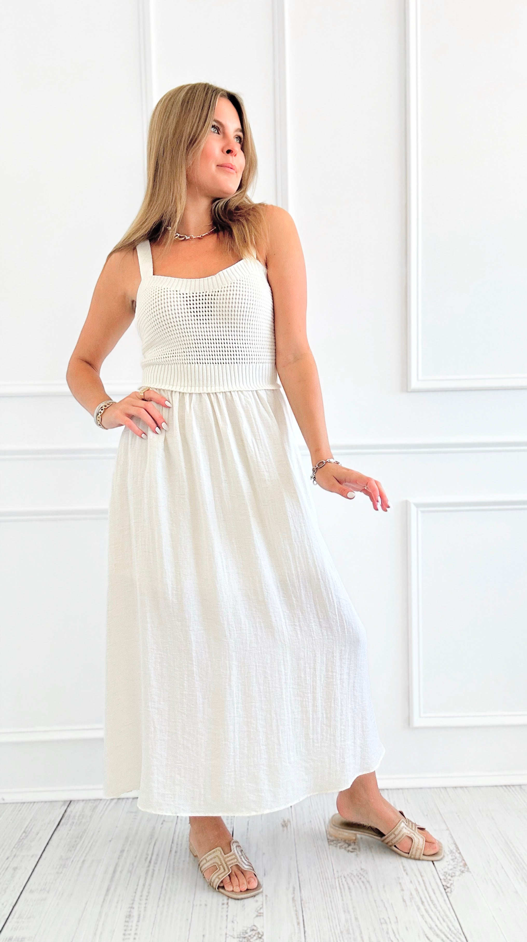 Sweet Riviera Midi Dress - Natural-200 Dresses/Jumpsuits/Rompers-Blu Pepper-Coastal Bloom Boutique, find the trendiest versions of the popular styles and looks Located in Indialantic, FL