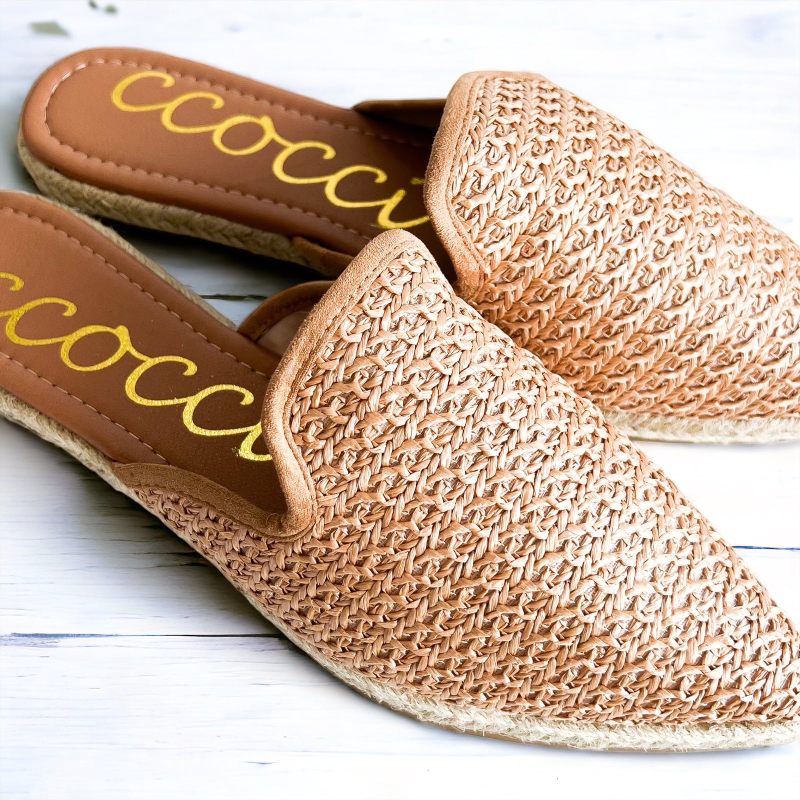 Camel Raffia Slip On Mule-250 Shoes-CCOCCI-Coastal Bloom Boutique, find the trendiest versions of the popular styles and looks Located in Indialantic, FL
