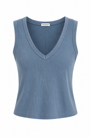 Perfect Layering Italian Tank Top- Dusty Blue