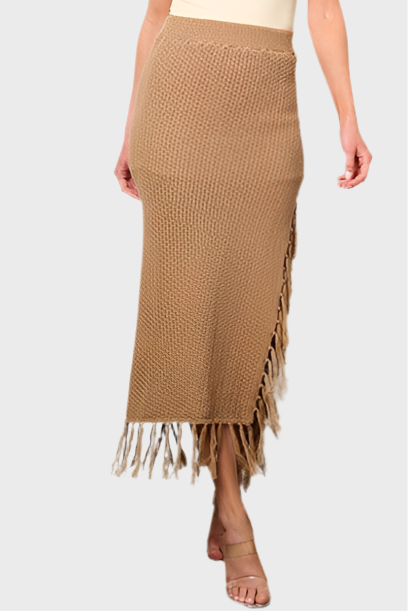 Twist & Tassel Midi Skirt-170 Bottoms-Rousseau-Coastal Bloom Boutique, find the trendiest versions of the popular styles and looks Located in Indialantic, FL