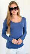 Everyday Essential Long Sleeve - LT.Blue-130 Long sleeve top-Active Basic-Coastal Bloom Boutique, find the trendiest versions of the popular styles and looks Located in Indialantic, FL