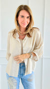 Radiance Metallic Italian Button Top-170 Bottoms-SEÑORITA C-Coastal Bloom Boutique, find the trendiest versions of the popular styles and looks Located in Indialantic, FL