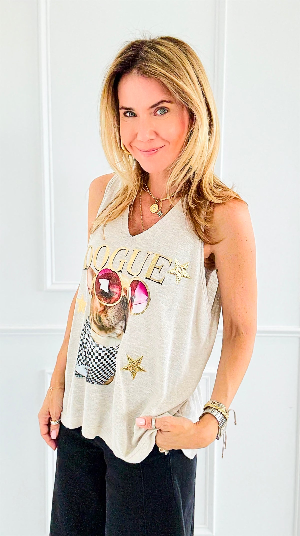 Dogue Star Italian Top-100 Sleeveless Tops-GI STUDIO-Coastal Bloom Boutique, find the trendiest versions of the popular styles and looks Located in Indialantic, FL