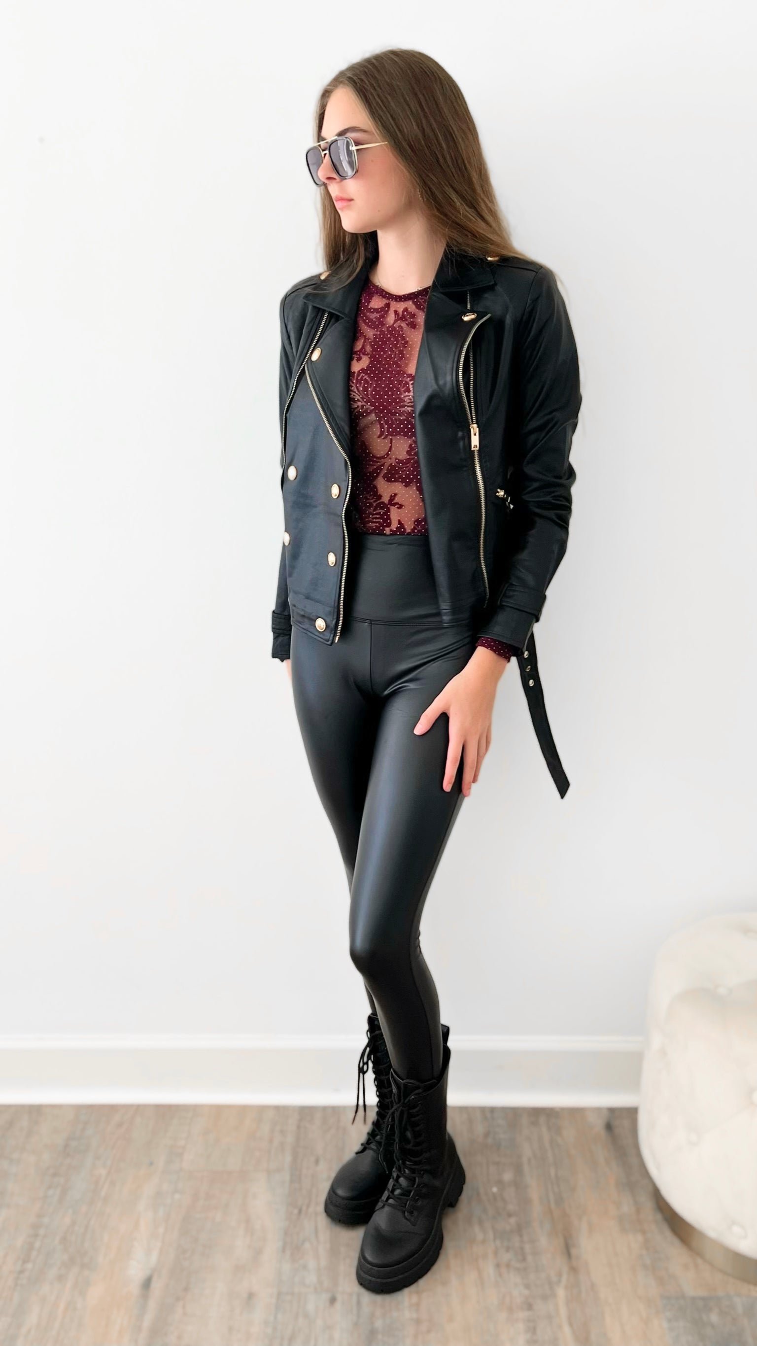 High Rise Faux Leather Leggings - Black-170 Bottoms-Zenana-Coastal Bloom Boutique, find the trendiest versions of the popular styles and looks Located in Indialantic, FL