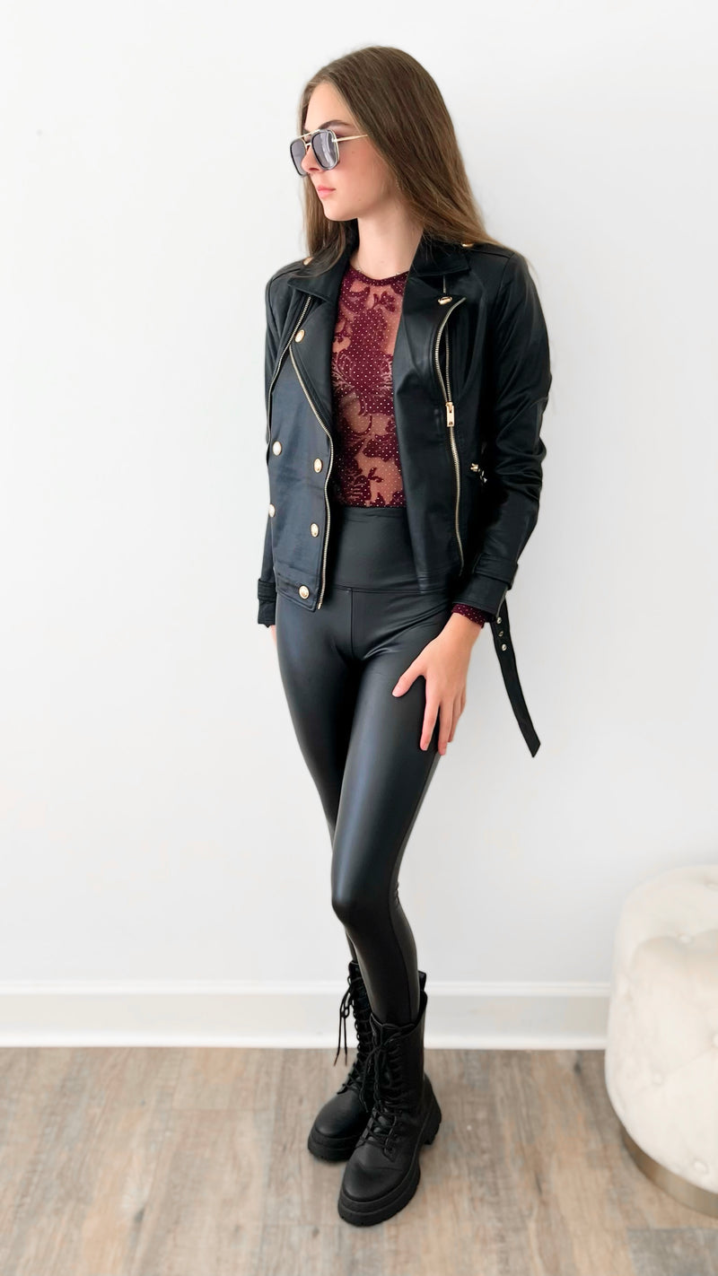 High Rise Faux Leather Leggings - Black-170 Bottoms-Zenana-Coastal Bloom Boutique, find the trendiest versions of the popular styles and looks Located in Indialantic, FL