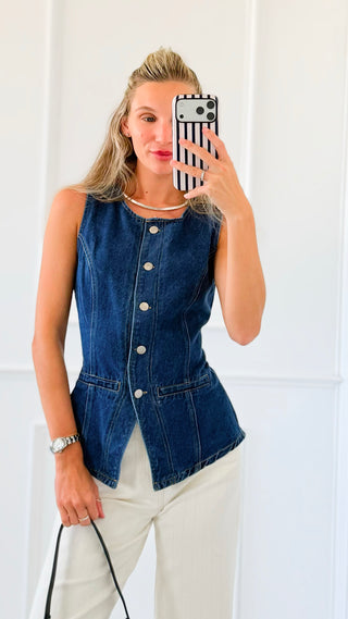 Denim Button Vest