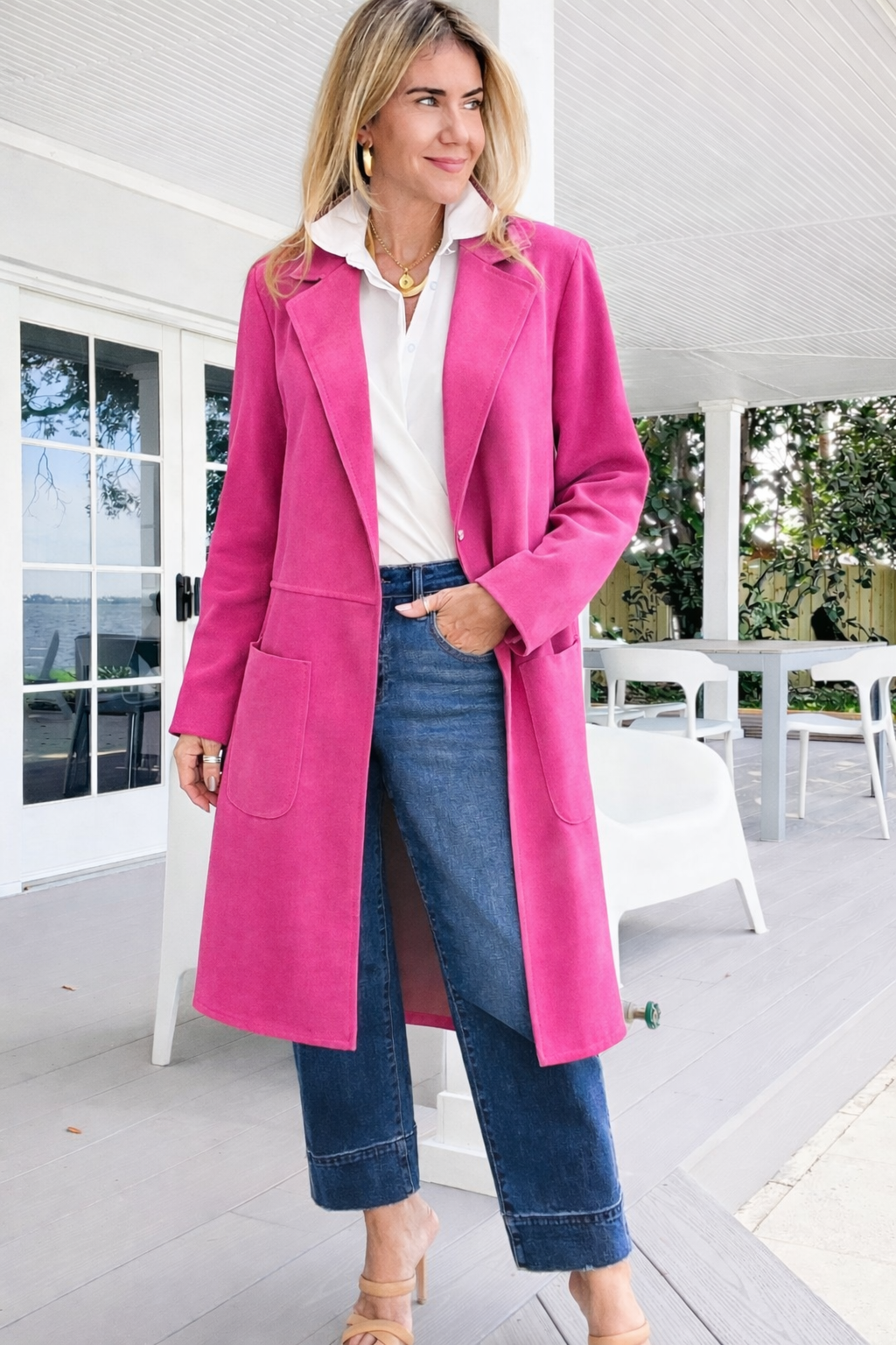 Instant Elevation Italian Long Coat - Pink