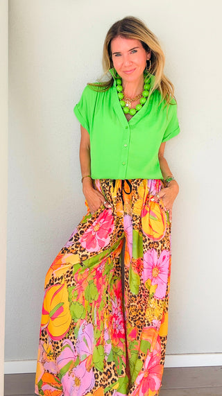 Button Front Top - Green Glow