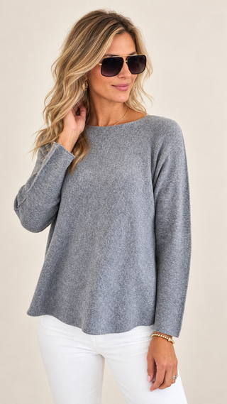 Soho Italian Boatneck Pullover - Dark Gray