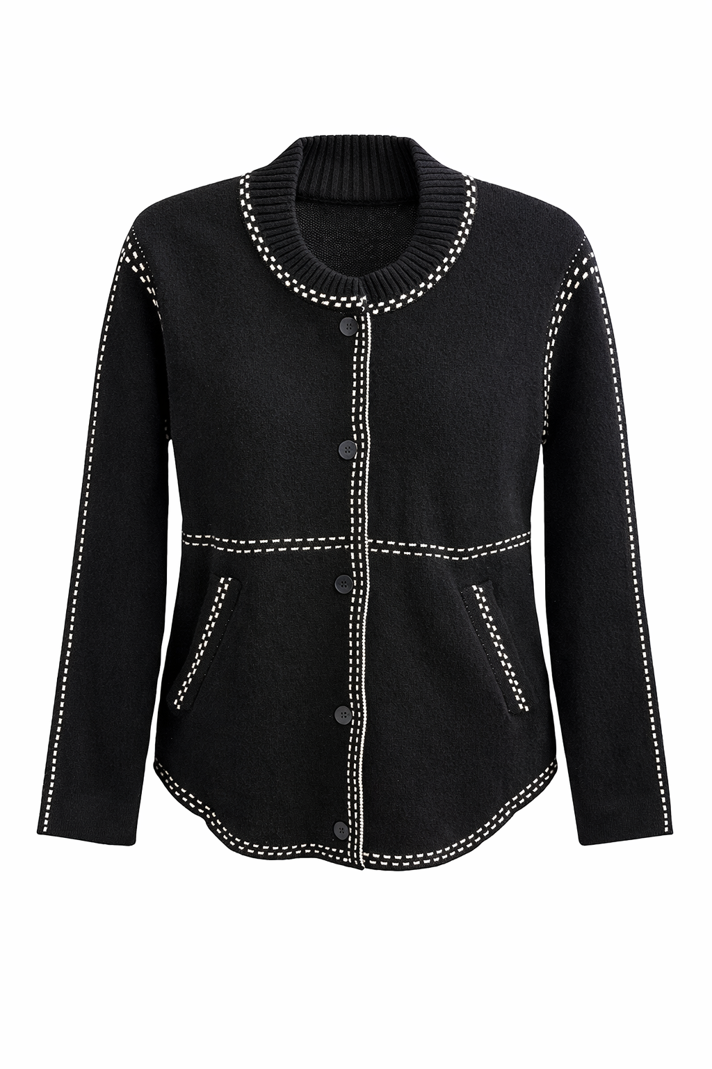 Champs-Élysées Contrast Trim Knit Cardigan