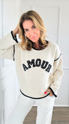 Pearled Amour Italian Sweater- Ecru-140 Sweaters-Italianissimo-Coastal Bloom Boutique, find the trendiest versions of the popular styles and looks Located in Indialantic, FL