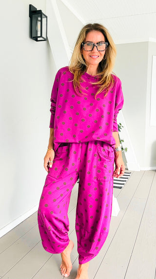 La Spezia Polka Dot Italian Barrel Cotton Set- Magenta