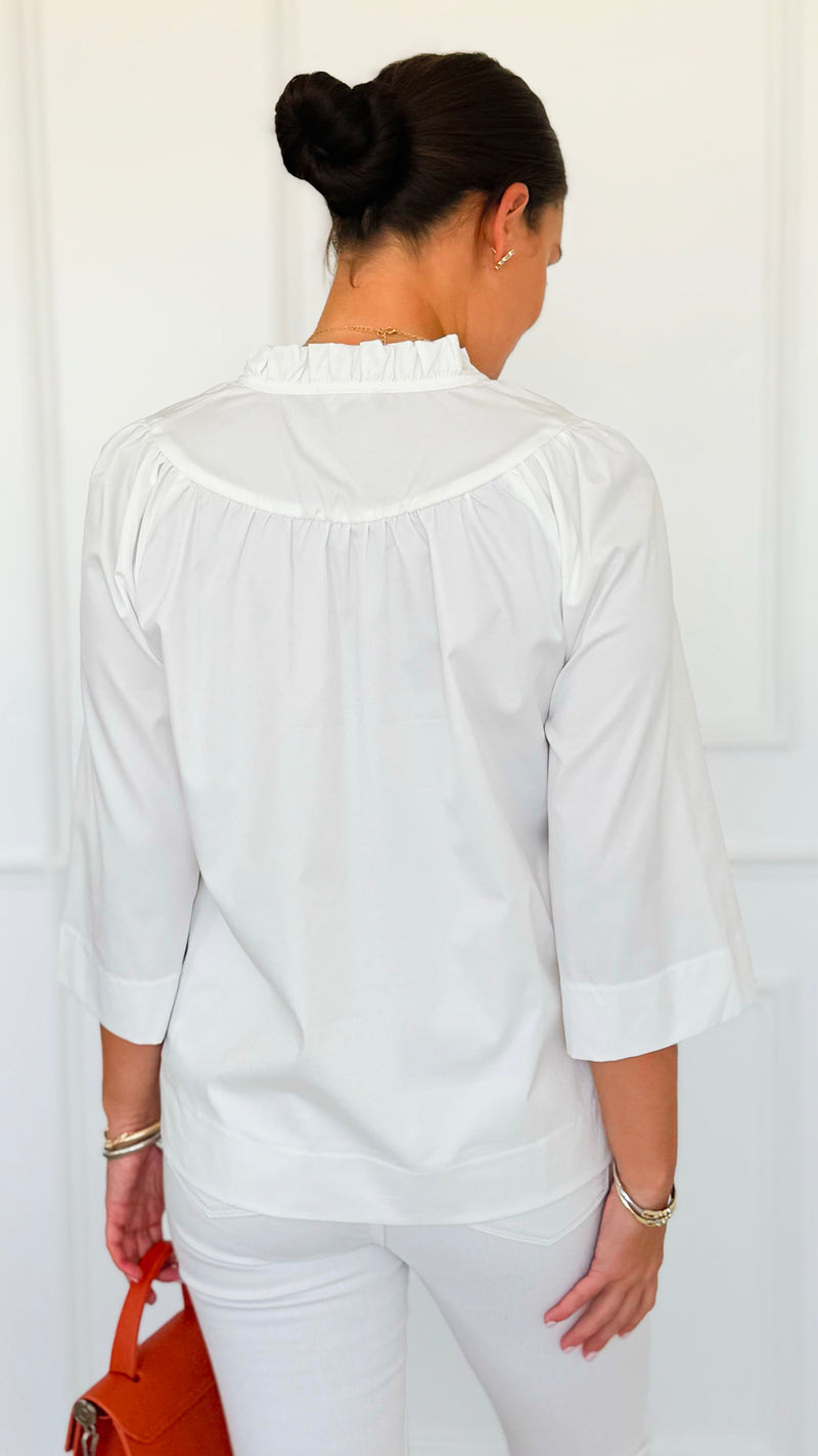 Soft Focus Wide Sleeve Top - White-110 Long Sleeve Tops-GIGIO-Coastal Bloom Boutique, find the trendiest versions of the popular styles and looks Located in Indialantic, FL