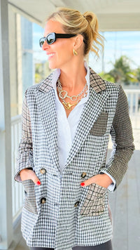 Cityscape Patchwork Tailored Jacket-160 Jackets-mystree-Coastal Bloom Boutique, find the trendiest versions of the popular styles and looks Located in Indialantic, FL