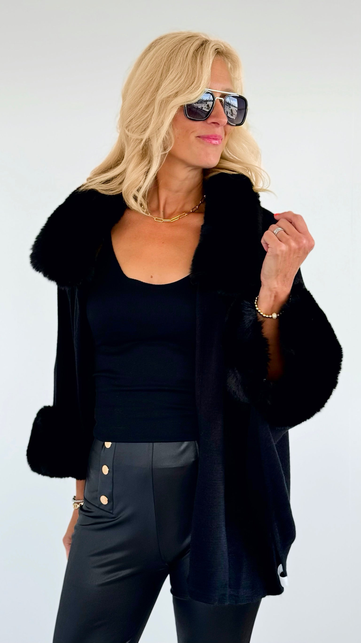 Timeless Faux Fur Coat - Black-160 Jackets-On Blue-Coastal Bloom Boutique, find the trendiest versions of the popular styles and looks Located in Indialantic, FL