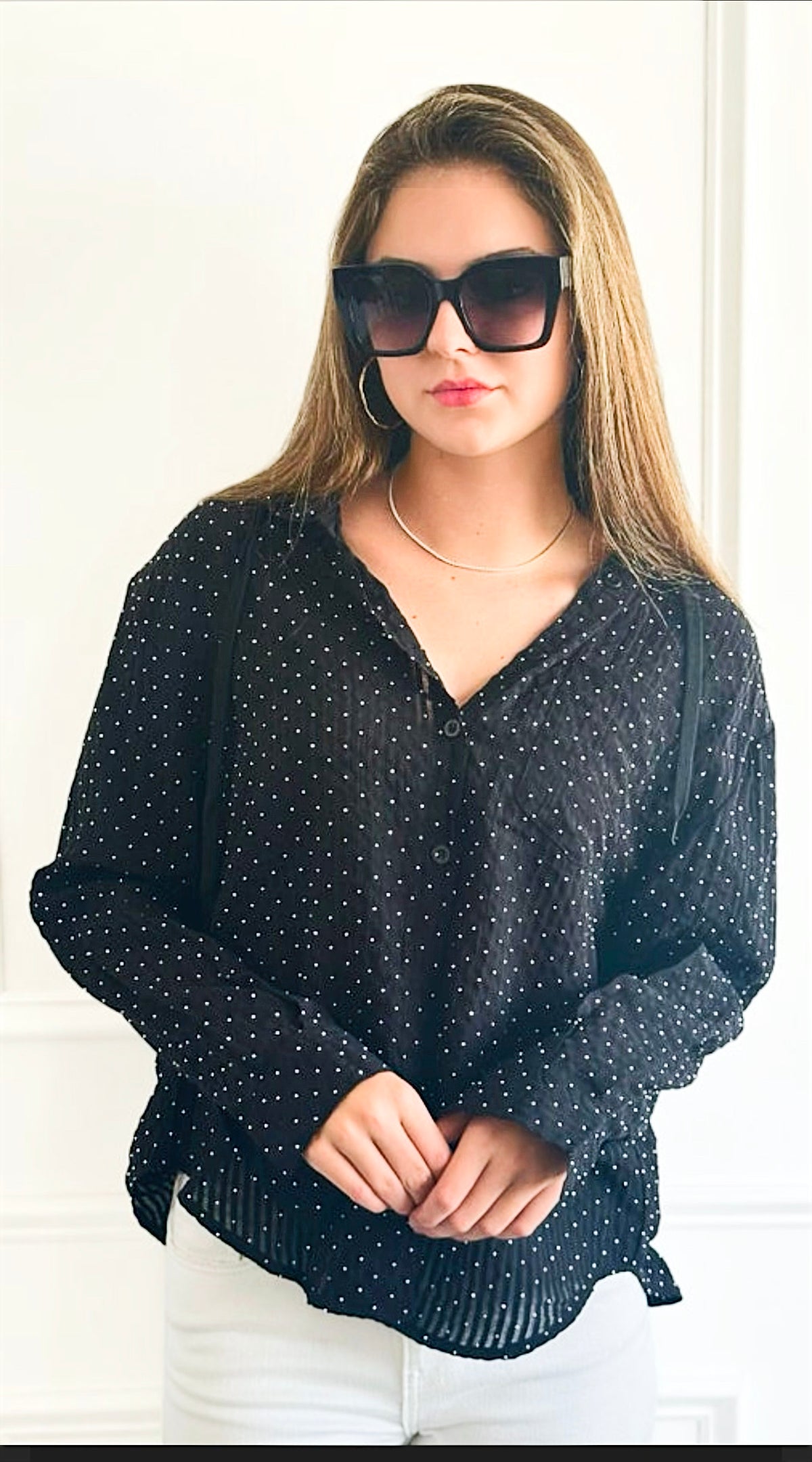 Ethereal Whisper Sheer Blouse - Black-130 Long Sleeve Tops-PASTEL DESIGN-Coastal Bloom Boutique, find the trendiest versions of the popular styles and looks Located in Indialantic, FL