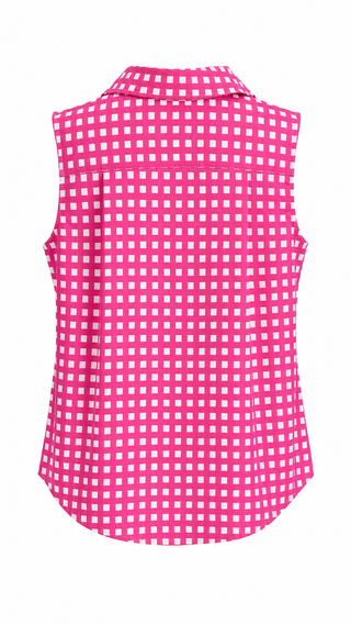 Grid Print Top - Pink