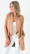 Fleece Lined Flowy Open Cardigan - Camel-210 Loungewear/Sets-Mono B-Coastal Bloom Boutique, find the trendiest versions of the popular styles and looks Located in Indialantic, FL