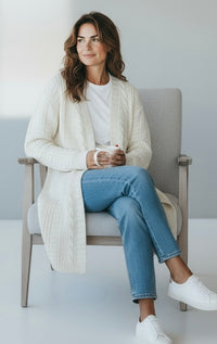Solid Twisted Knit Cardigan - Ivory-150 Cardigans/Layers-NYW-Coastal Bloom Boutique, find the trendiest versions of the popular styles and looks Located in Indialantic, FL
