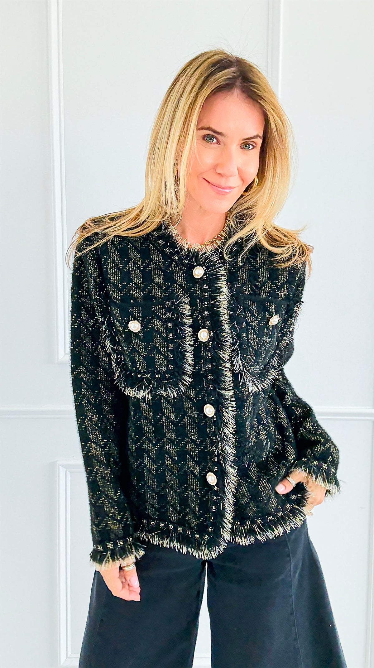 Radiance Edge Italian Jacket- Black-150 Cardigans/Layers-Italianissimo-Coastal Bloom Boutique, find the trendiest versions of the popular styles and looks Located in Indialantic, FL
