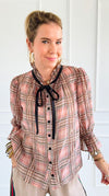 Whispers in Tartan Top-130 Long Sleeve Tops-VOY-Coastal Bloom Boutique, find the trendiest versions of the popular styles and looks Located in Indialantic, FL