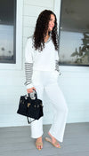 Side Stripe Wide-Leg Pant and Hooded Top-190 Denim-Ariella-Coastal Bloom Boutique, find the trendiest versions of the popular styles and looks Located in Indialantic, FL