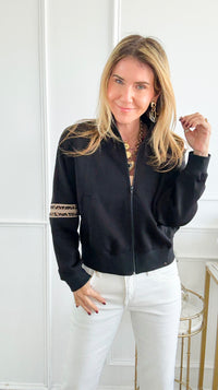 Zip-Front Cropped Lounge Jacket