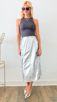 Self Tie Cargo Midi Skirt-170 Bottoms-Rousseau-Coastal Bloom Boutique, find the trendiest versions of the popular styles and looks Located in Indialantic, FL