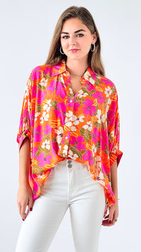 Island Bloom Button-Up-110 Short Sleeve Tops-entro-Coastal Bloom Boutique, find the trendiest versions of the popular styles and looks Located in Indialantic, FL