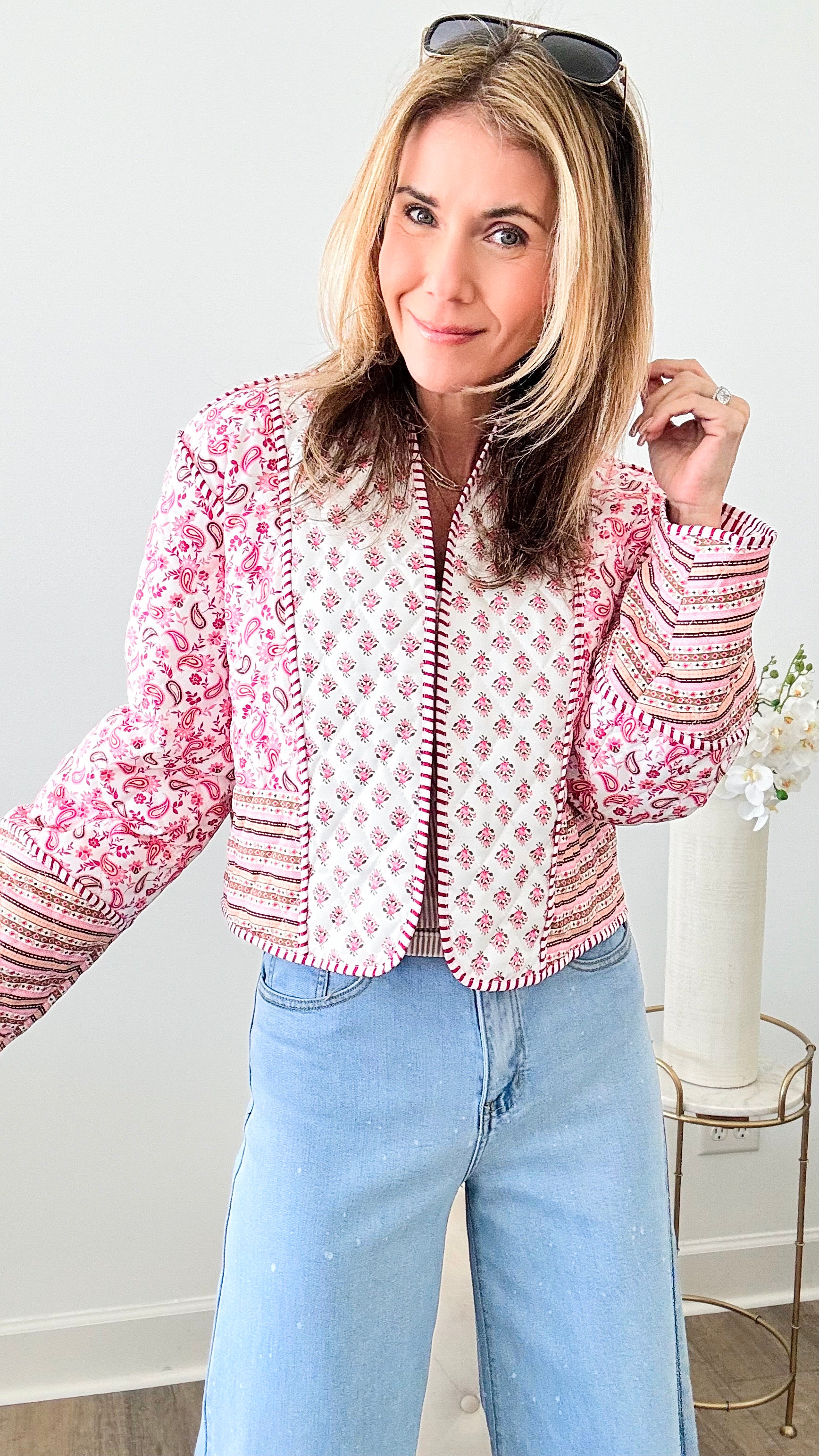 Sweet Caroline Paisley Quilted Cropped Jacket-160 Jackets-SUNDAYUP-Coastal Bloom Boutique, find the trendiest versions of the popular styles and looks Located in Indialantic, FL