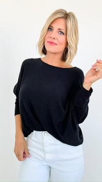 Soft Serenity Italian Lightweight Sweater- Black-140 Sweaters-Italianissimo-Coastal Bloom Boutique, find the trendiest versions of the popular styles and looks Located in Indialantic, FL