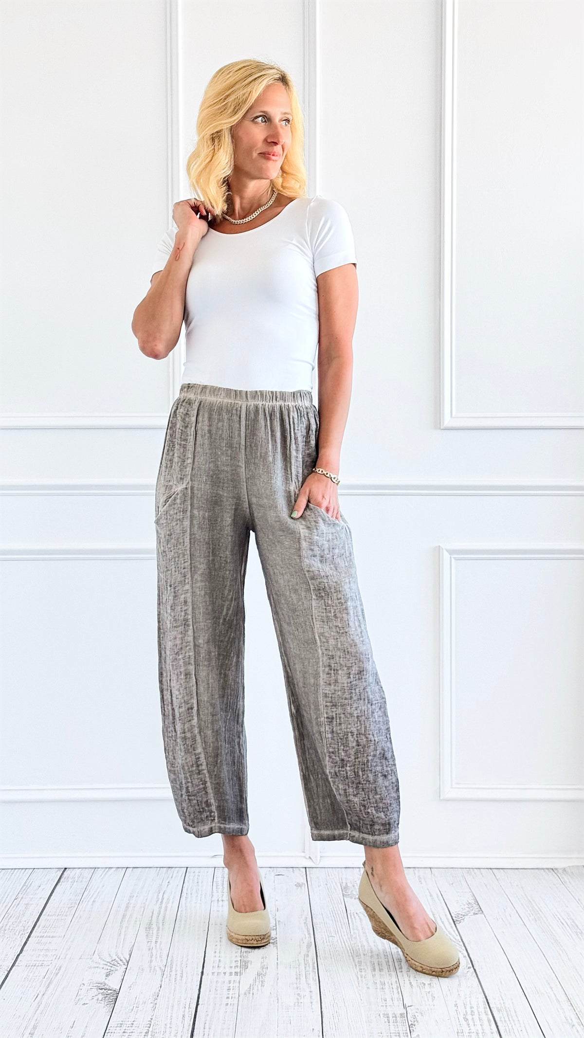 Easy Living Italian Pant- Taupe-170 Bottoms-Tempo-Coastal Bloom Boutique, find the trendiest versions of the popular styles and looks Located in Indialantic, FL