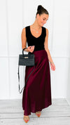 Isabella Italian Skirt- Wine-170 Bottoms-SEE YOU IN ROME-Coastal Bloom Boutique, find the trendiest versions of the popular styles and looks Located in Indialantic, FL