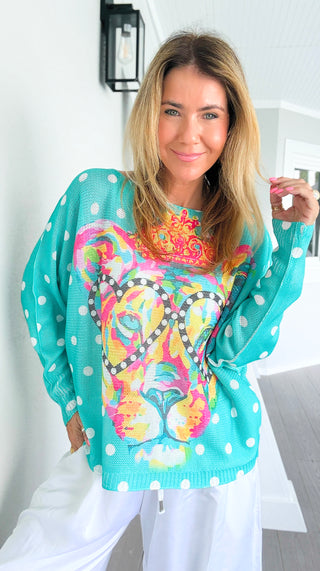 Pre Order - Dots & Wild Colorful Italian St Tropez Knit- Turquoise