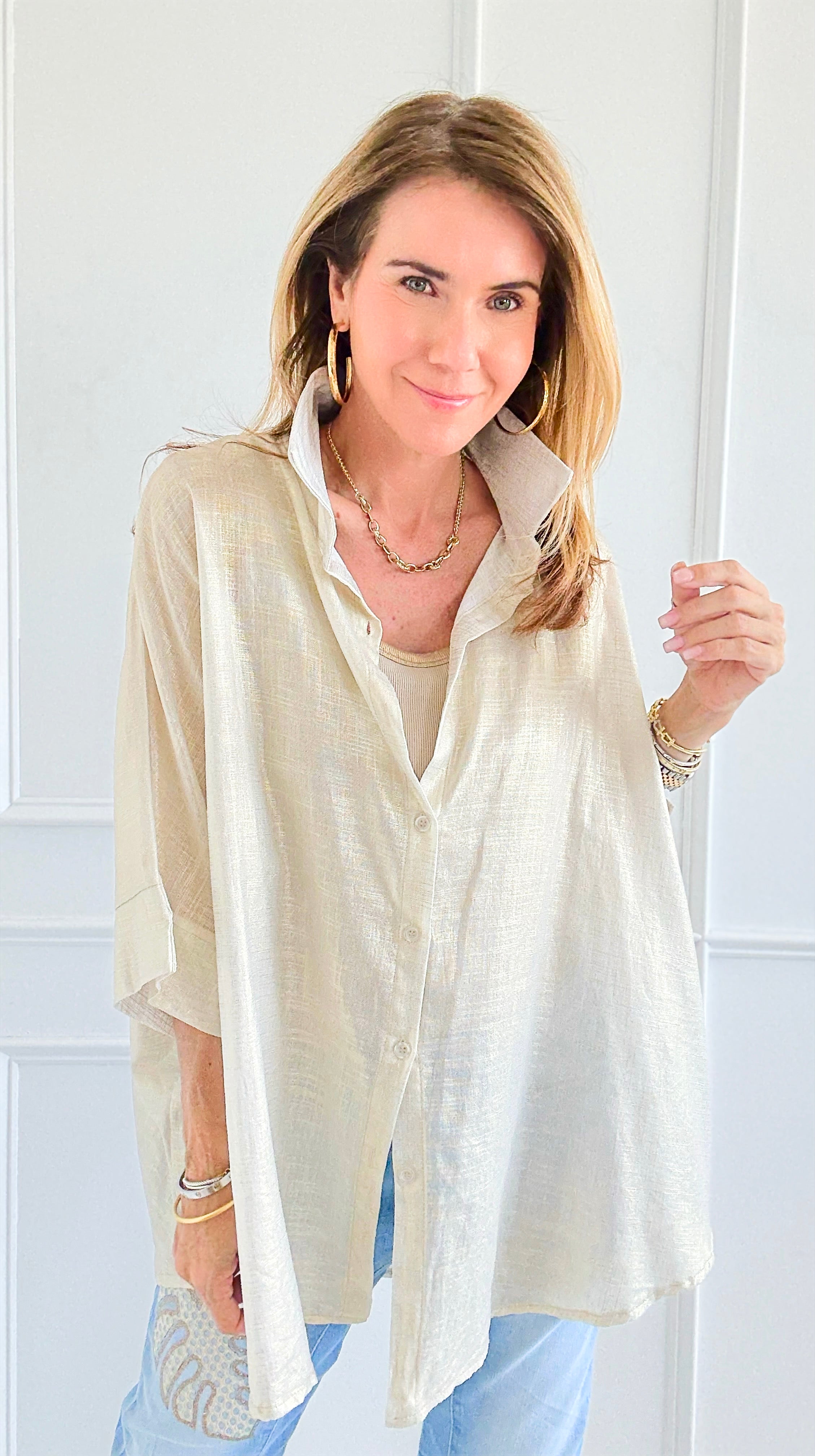 Glow Drift Italian Button Top-170 Bottoms-SEÑORITA C-Coastal Bloom Boutique, find the trendiest versions of the popular styles and looks Located in Indialantic, FL