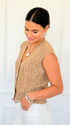 Chunky Cable Sweater Vest - Camel-150 Cardigans/Layers-Be Cool-Coastal Bloom Boutique, find the trendiest versions of the popular styles and looks Located in Indialantic, FL