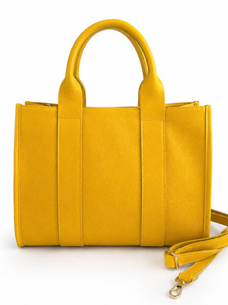 Capri Italian Leather Tote- Yellow