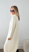 Chic Long Split Italian Sweater - Ivory-150 Cardigans/Layers-Italianissimo/Z Studio-Coastal Bloom Boutique, find the trendiest versions of the popular styles and looks Located in Indialantic, FL
