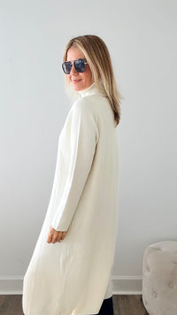 Chic Long Split Italian Sweater - Ivory-150 Cardigans/Layers-Italianissimo/Z Studio-Coastal Bloom Boutique, find the trendiest versions of the popular styles and looks Located in Indialantic, FL