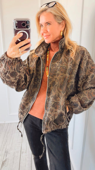 Floral Tapestry Bomber Jacket